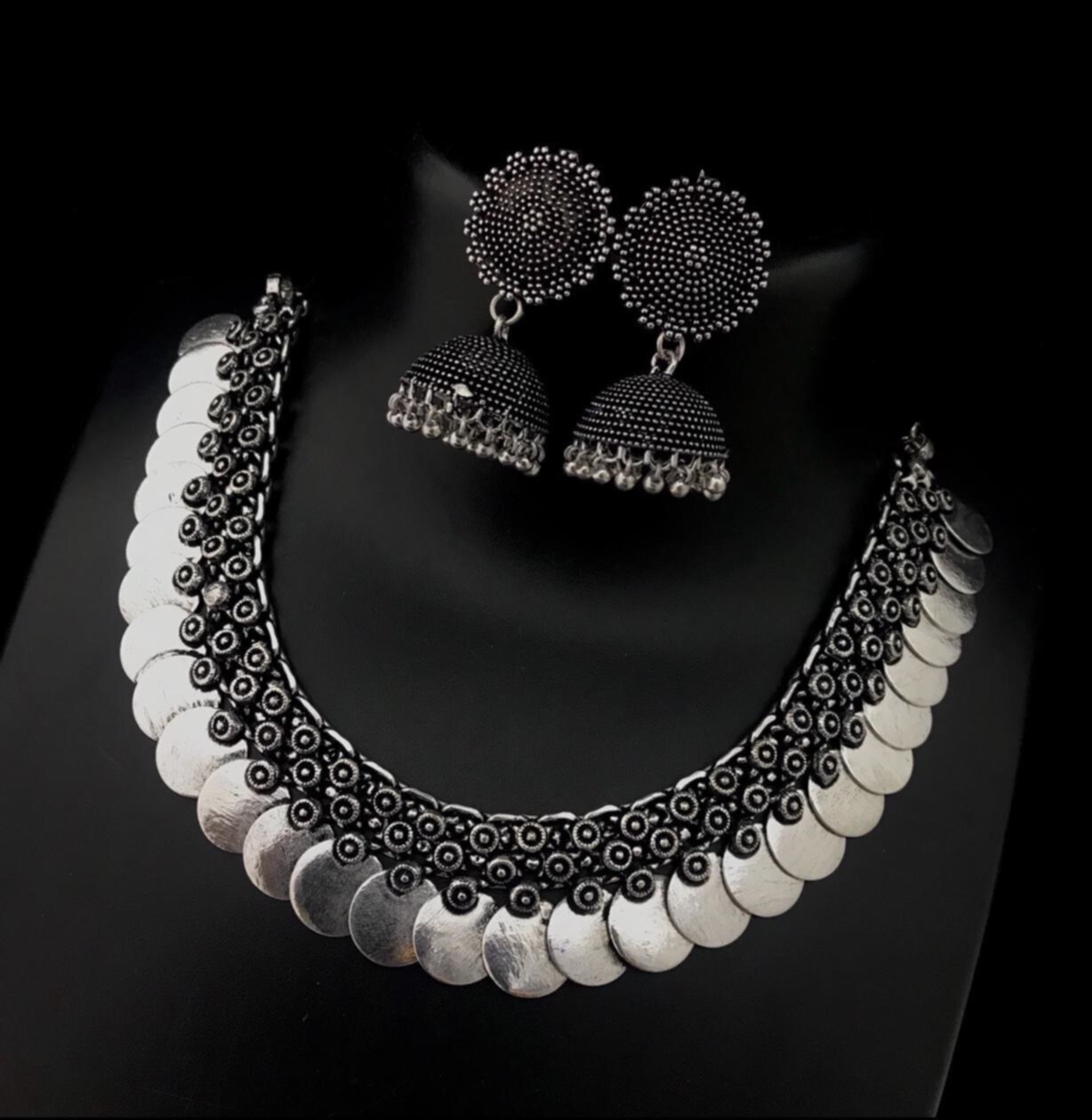 The Bohemian Classic - Oxidised Statement Necklace (Gun-Metal Black)