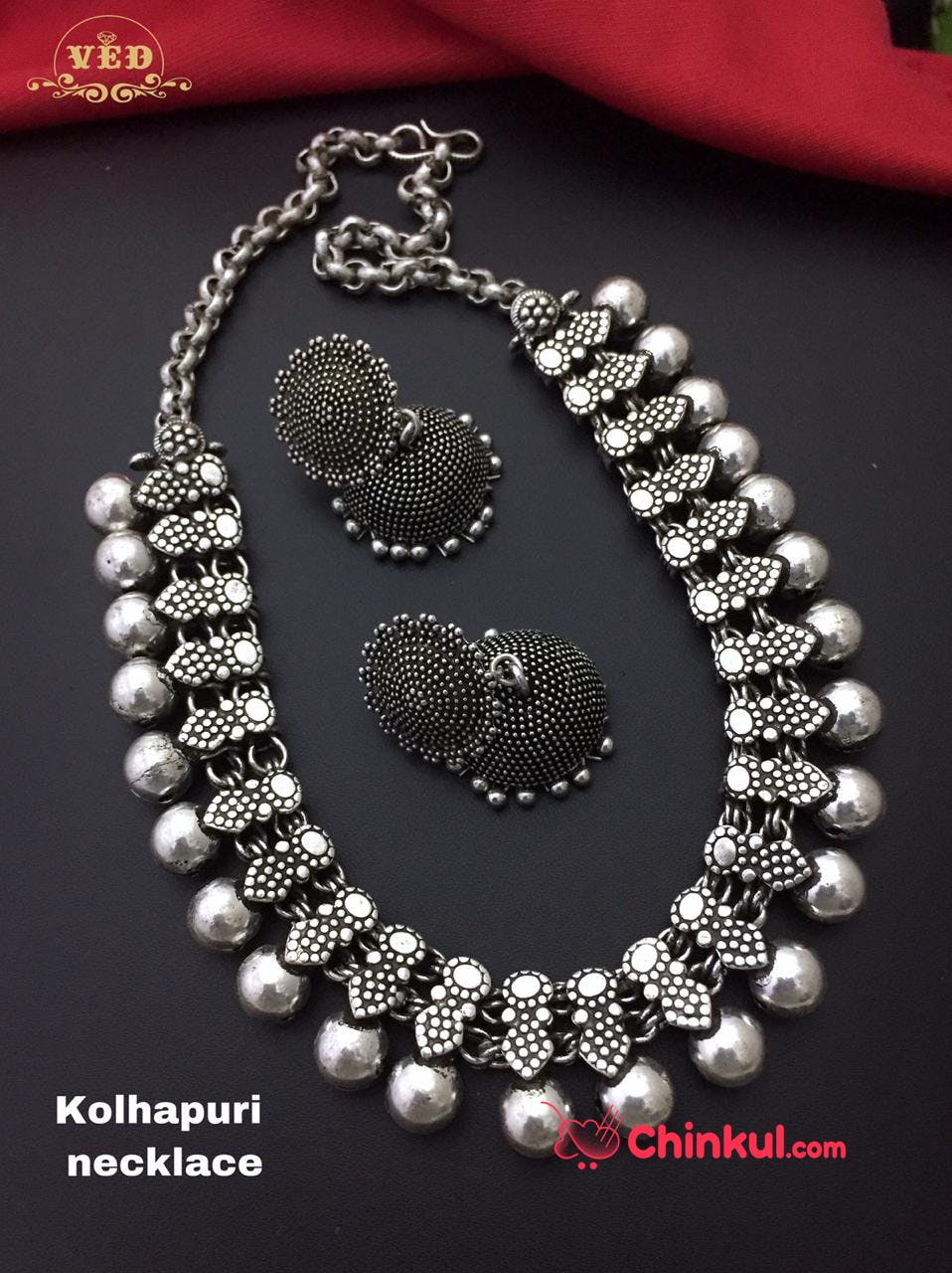Athi Ball Globe Necklace With Nayan Jhumka  