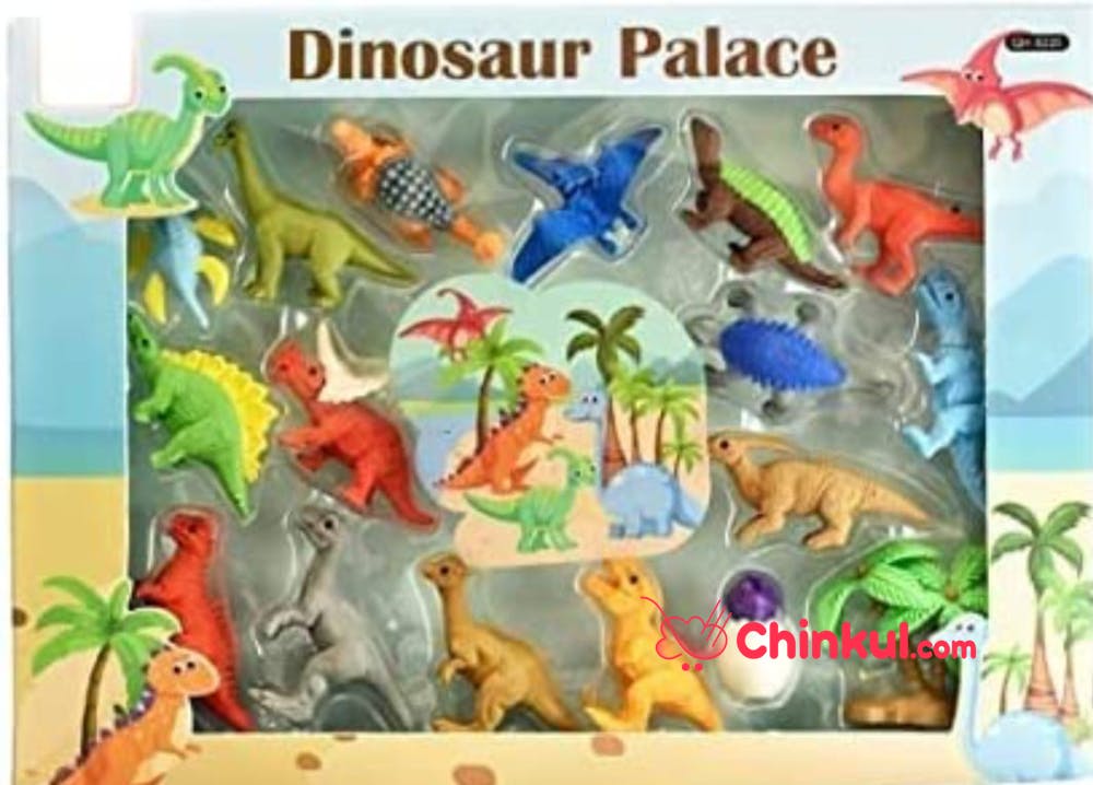 The Neon Dinosaur Palace Theme Erasers Set For Kids Educational Stationary Kit For Kids (Multicolor)  
